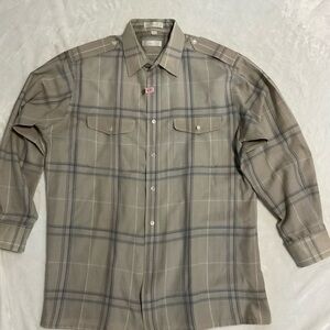Christian Dior Gray and Blue Casual Button Down Shirt